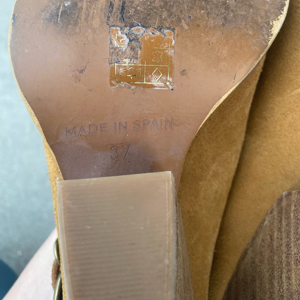 Free People Tan & Mustard Suede Slingback Clogs - Picture 4 of 7